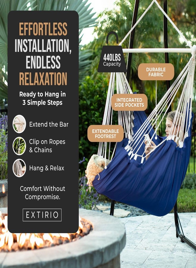 EXTIRIO Hanging Hammock Chair Swing - Hanging Chair Outdoor & Indoor - Hammock Swing Chair - Quick & Easy Setup with Hardware Kit - Durable & Spacious Full Body Support - Holds 440 Lbs - Image 4