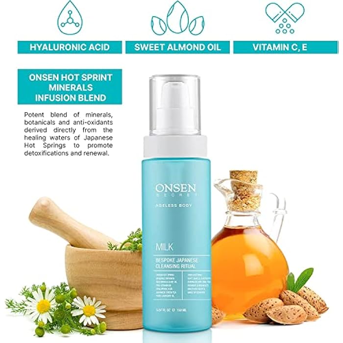 Onsen Secret Japanese Cleansing Milk Face Wash, Anti Aging Gentle Cleanser, Makeup Remover, Cleansing Milk for Sensitive Skin, All Natural, Purifying Organic, Non Foaming Facial Cleanser - 150 ml - Image 5