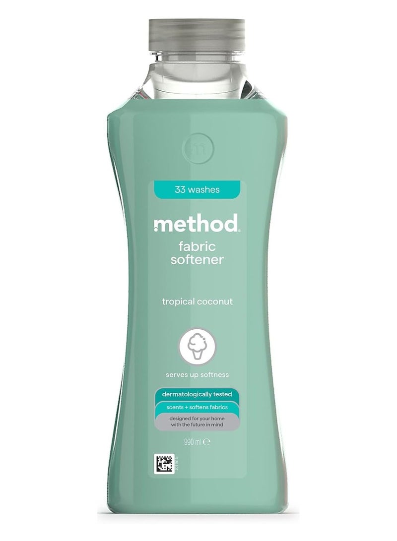 ميثود منعم الأقمشة من ميثود برائحة جوز الهند الاستوائية المنعشة، 33 غسلة، 990 مل