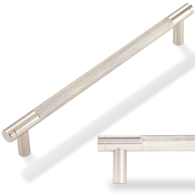 POVEFONK 10 Pack 712 inch192mm Brushed Satin Nickel Kitchen Cabinet Handles Knurled Cabinet Pulls Drawer Pulls Kitchen Hardware - Image 2