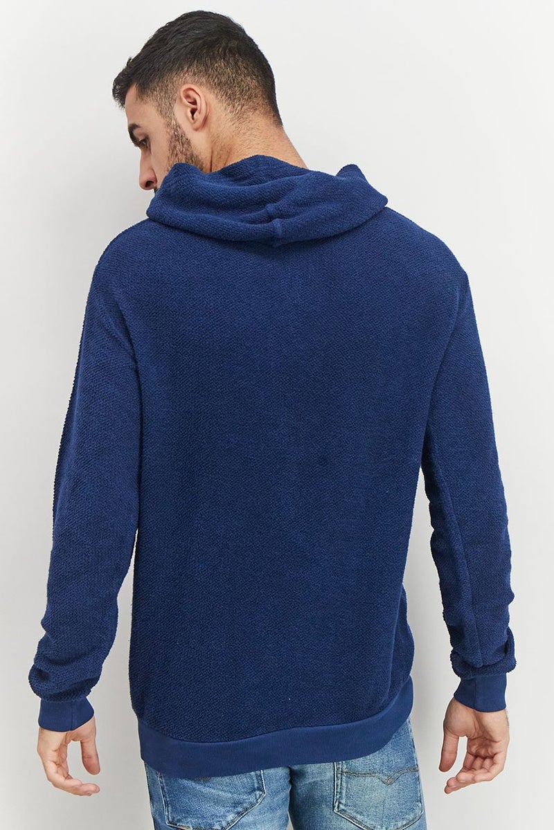 Original Paperbacks Men Hooded Textured Sweatshirt, Navy - Image 2