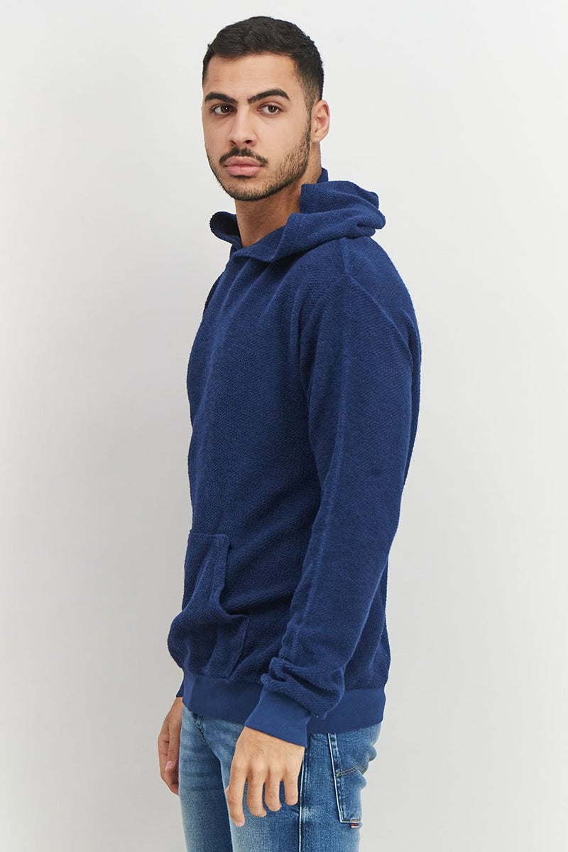 Original Paperbacks Men Hooded Textured Sweatshirt, Navy - Image 4