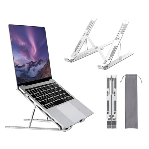Sisq® Adjustable Laptop Stand, Aluminium, Ergonomic Design, Portable, Lightweight, Heat Dissipation, Compatible with All Laptops. - Image 1