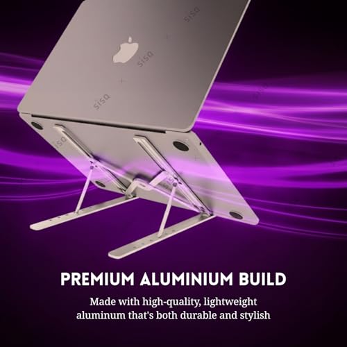 Sisq® Adjustable Laptop Stand, Aluminium, Ergonomic Design, Portable, Lightweight, Heat Dissipation, Compatible with All Laptops. - Image 5
