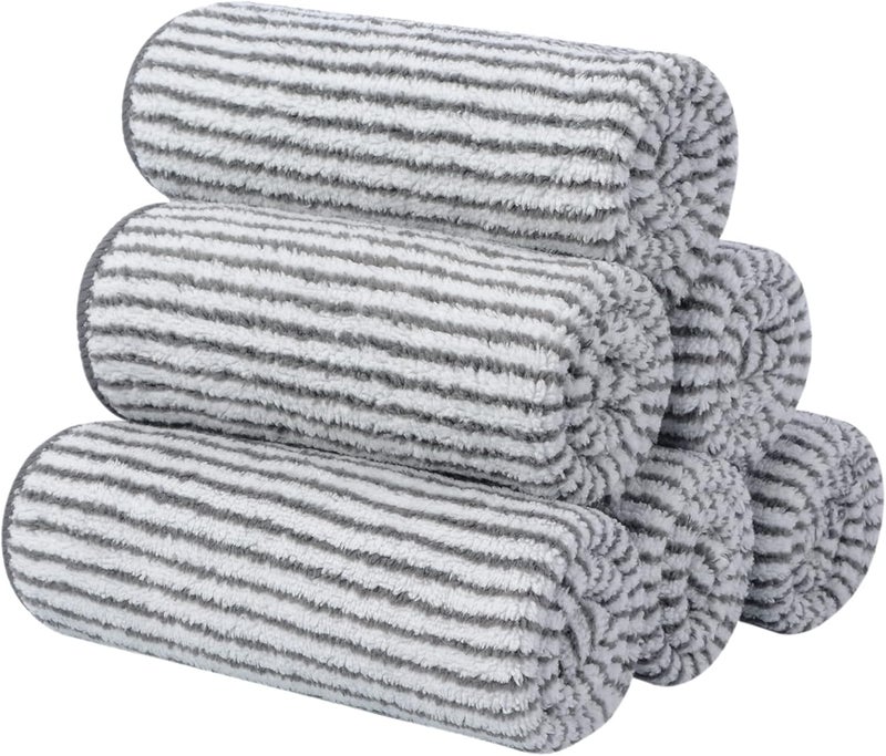 Sinland Microfiber Face Towels Ultra Soft Facial Washcloths Face Cloth for Bath 12Inch x 12Inch 6 Pack Stripe - Image 1
