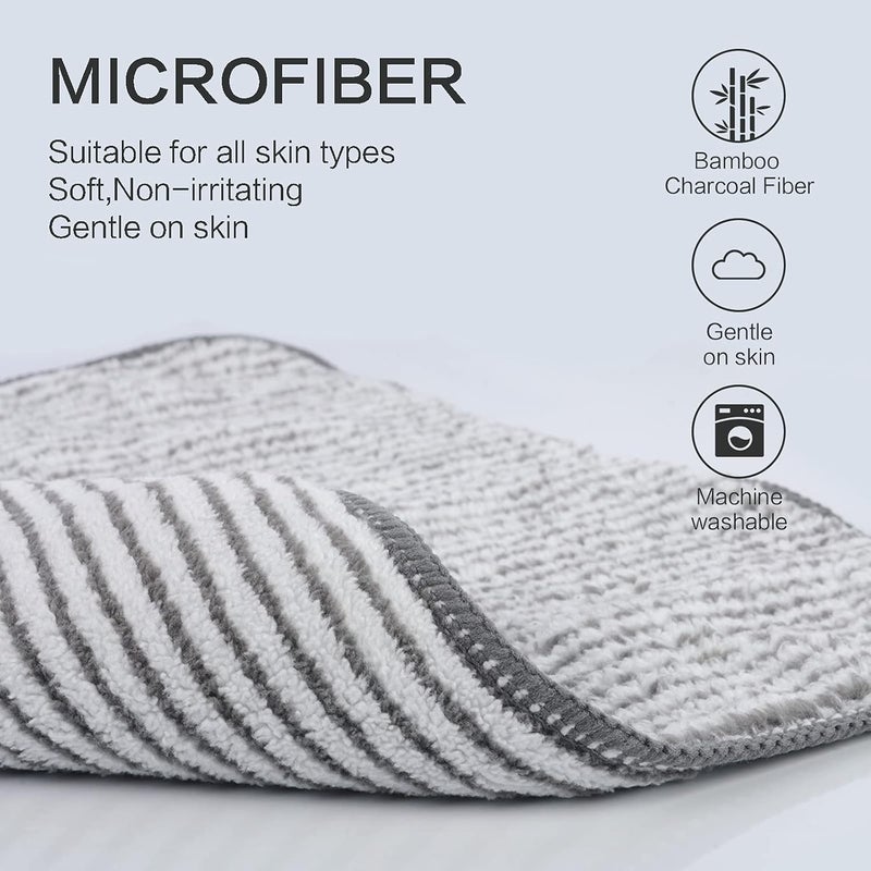 Sinland Microfiber Face Towels Ultra Soft Facial Washcloths Face Cloth for Bath 12Inch x 12Inch 6 Pack Stripe - Image 4