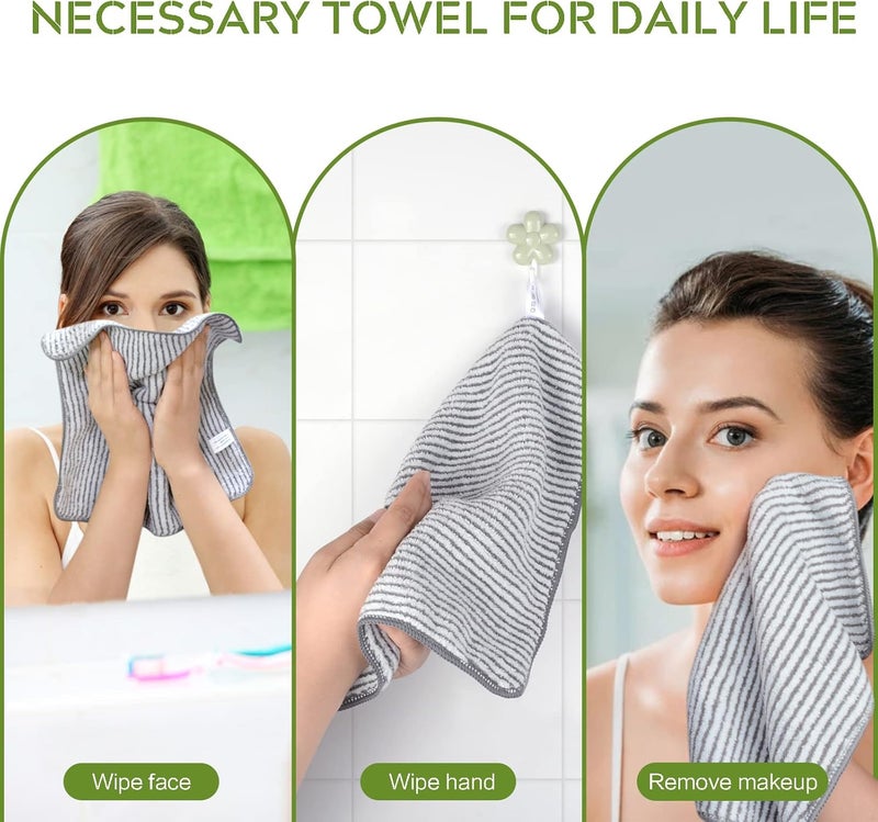 Sinland Microfiber Face Towels Ultra Soft Facial Washcloths Face Cloth for Bath 12Inch x 12Inch 6 Pack Stripe - Image 3
