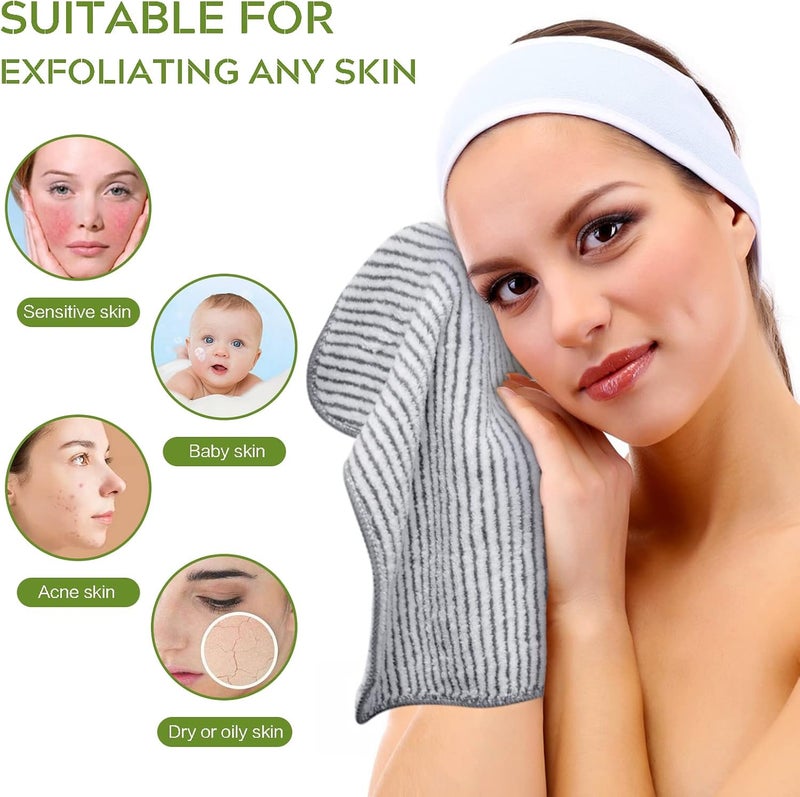 Sinland Microfiber Face Towels Ultra Soft Facial Washcloths Face Cloth for Bath 12Inch x 12Inch 6 Pack Stripe - Image 2