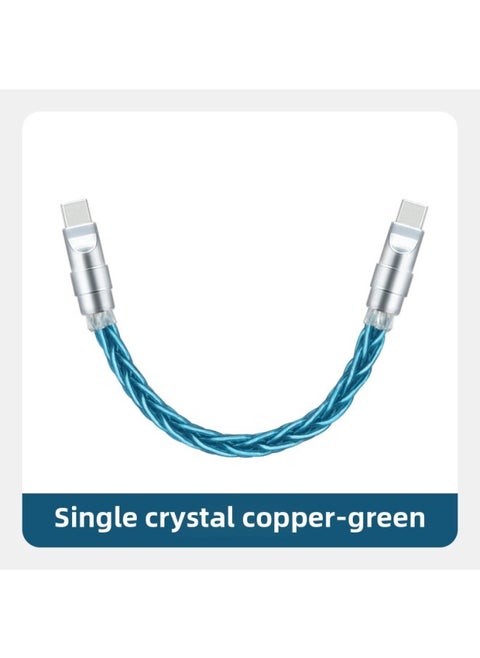 Pure Copper Hardware Ultra-soft Single Crystal Copper Data Cable For Iphone16 Flat Mate70 Notebook Fast Charging-Color:0.15m Usb To For Apple/12w-Model:Single Crystal Copper Green [silver Copper Shell]