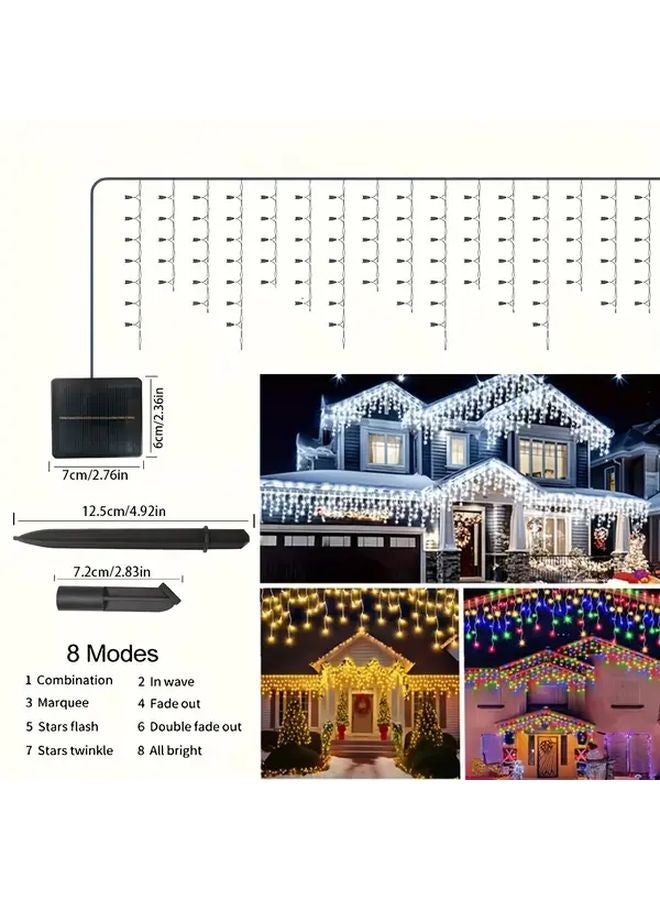 96 مصباح LED يعمل بالطاقة الشمسية أضواء فيري الخارجية 8 أوضاع استشعار التشغيل والإيقاف التلقائي باللون الأبيض الدافئ - Image 3