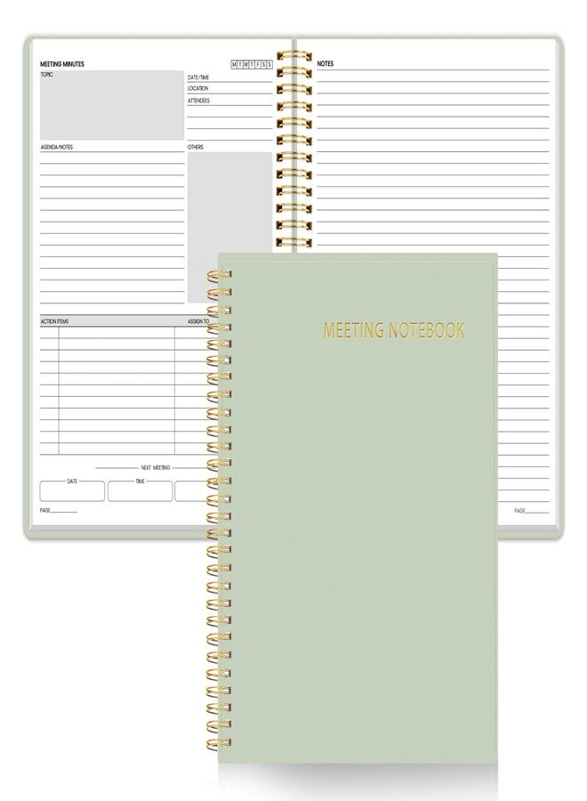 SUNEE Half Meeting Half Note - 7.5"x10" Professional Notebooks for Work - 160 Pages, B5 Size Project Planner, Spiral Meeting Agenda/Minutes Organizer for Women Men, Note Taking, Office & Business - Image 1