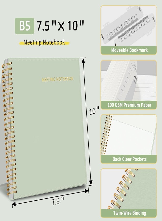 SUNEE Half Meeting Half Note - 7.5"x10" Professional Notebooks for Work - 160 Pages, B5 Size Project Planner, Spiral Meeting Agenda/Minutes Organizer for Women Men, Note Taking, Office & Business - Image 3