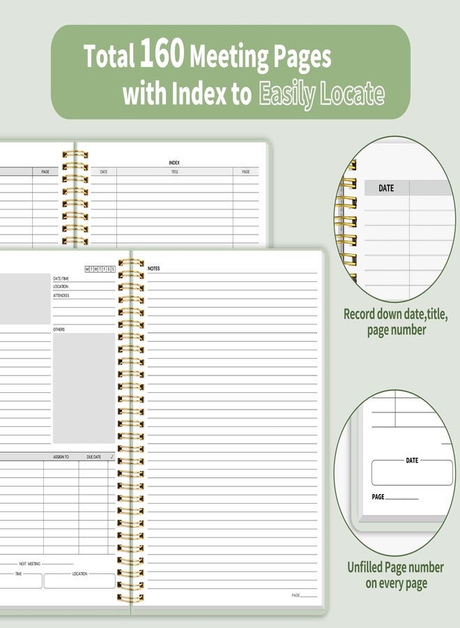 SUNEE Half Meeting Half Note - 7.5"x10" Professional Notebooks for Work - 160 Pages, B5 Size Project Planner, Spiral Meeting Agenda/Minutes Organizer for Women Men, Note Taking, Office & Business - Image 4