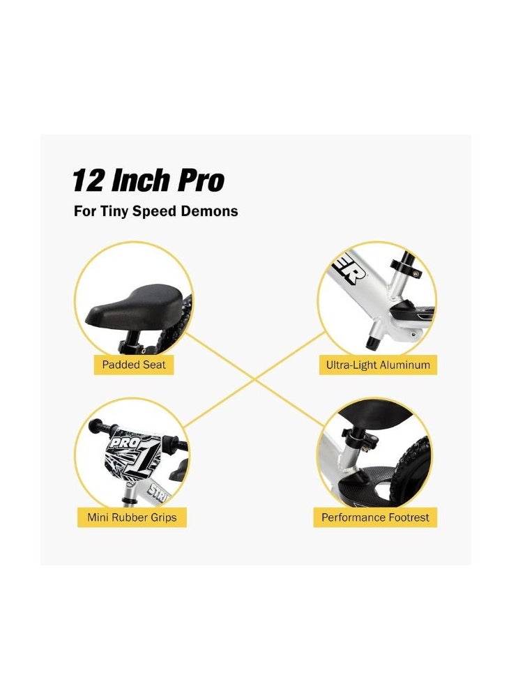 STRIDER - Strider 12” Pro Bike - No Pedal Balance Bicycle for Kids 18 Months to 5 Years - Includes Safety Pad, Padded Seat, Mini Grips & Flat-Free Tires - Tool-Free Assembly & Adjustments - Image 1