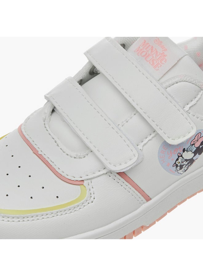 Disney Girls Minnie Mouse Print Sneakers with Hook and Loop Closure - Image 4