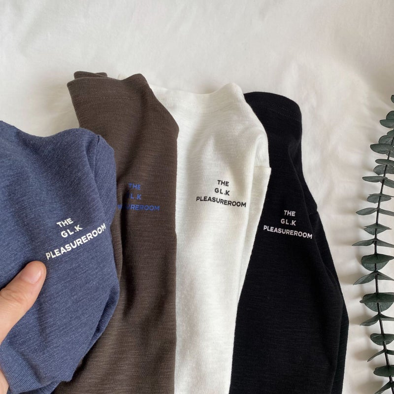 Gl-Kids Korean Style Children'S Half Turtleneck Letter Printed Bottoming Shirt Men And Women Baby All-Match Long Sleeve T - Image 4