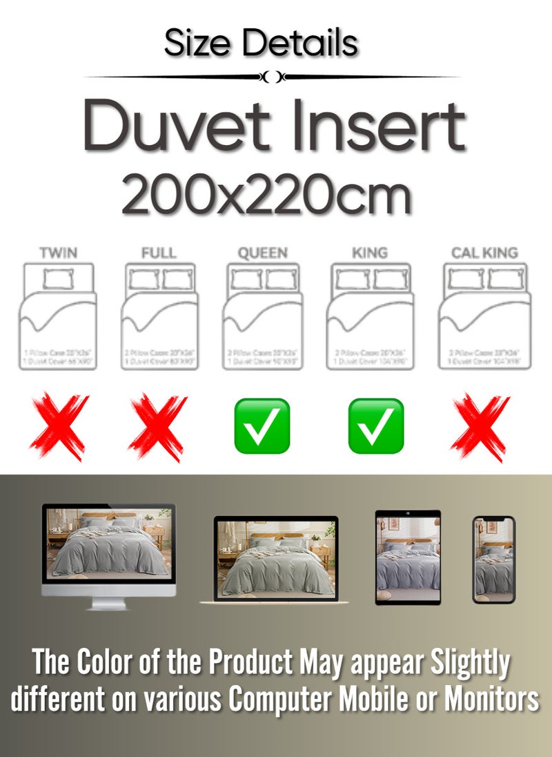 Blueberry Dark Beige Colour Duvet Insert Quilted Plain Cotton 200x220Cm  - Image 2