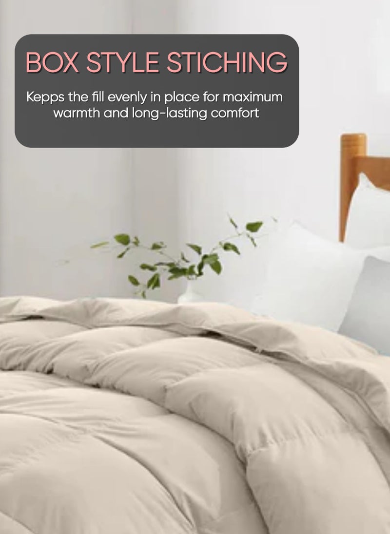 Blueberry Dark Beige Colour Duvet Insert Quilted Plain Cotton 200x220Cm  - Image 4