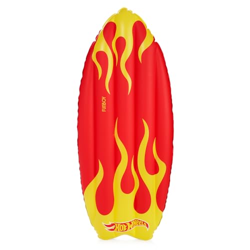 FUNBOY Hot Wheels & FUNBOY Checkered Flame Surfboard Pool Float for Kids 60''- 2-Sided Print, Single Float - Image 4
