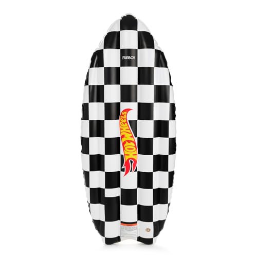 FUNBOY Hot Wheels & FUNBOY Checkered Flame Surfboard Pool Float for Kids 60''- 2-Sided Print, Single Float - Image 2