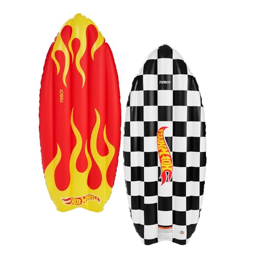 FUNBOY Hot Wheels & FUNBOY Checkered Flame Surfboard Pool Float for Kids 60''- 2-Sided Print, Single Float - Image 3