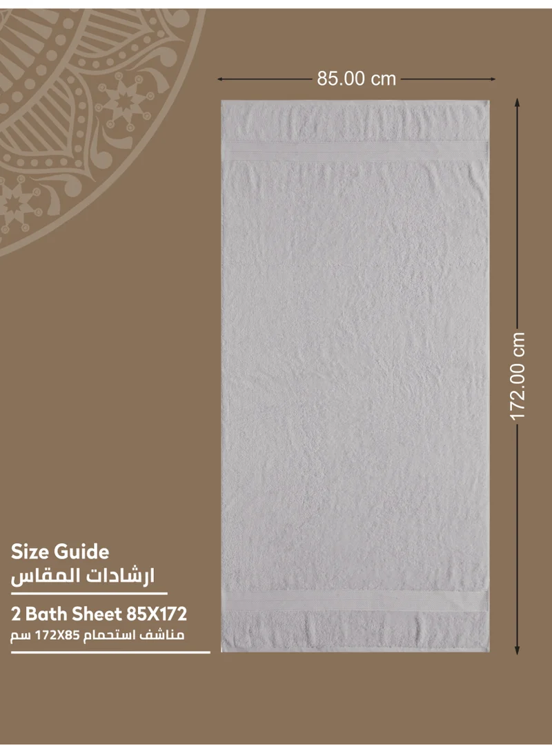 Donetella Premium 100 % Combed Cotton 2-Pcs Bath Sheet Set (85 X 172 CM) 600 GSM Large Towel, Highly Absorbent, Quick Dry,Best Towel for Bathroom, Spa And Hotel,White