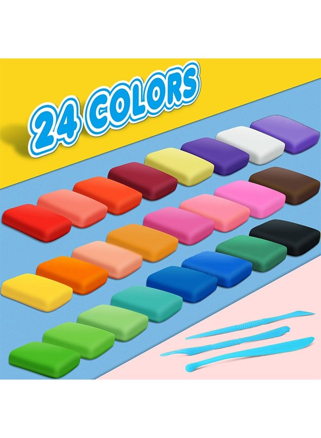 24 Colors Air Dry Clay Ultra Light and Air Dry Clay for Children Non-Toxic and Eco-Friendly Modeling Magical Clay with Tools - Image 2