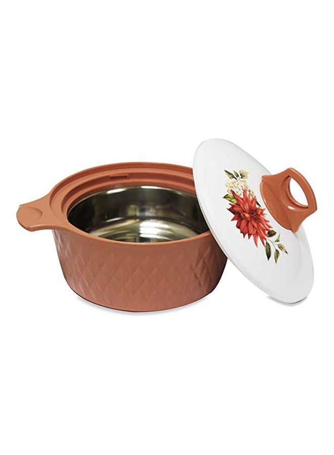 Asian Casserole Diamond Set Of 3 Pcs 1.0 L, 1.5 L, 2.5 L Stainless Steel Insulated Hotpot Food Warmer Brown - Image 3