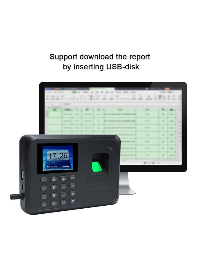 NIBEMINENT Fingerprint Password Attendance Machine Black - Image 2