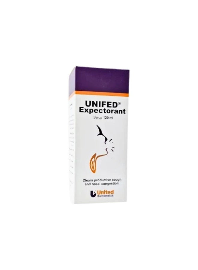 United UNIFED Expectorant Syrup 120ml for Productive Cough & Nasal Congestion - Image 1