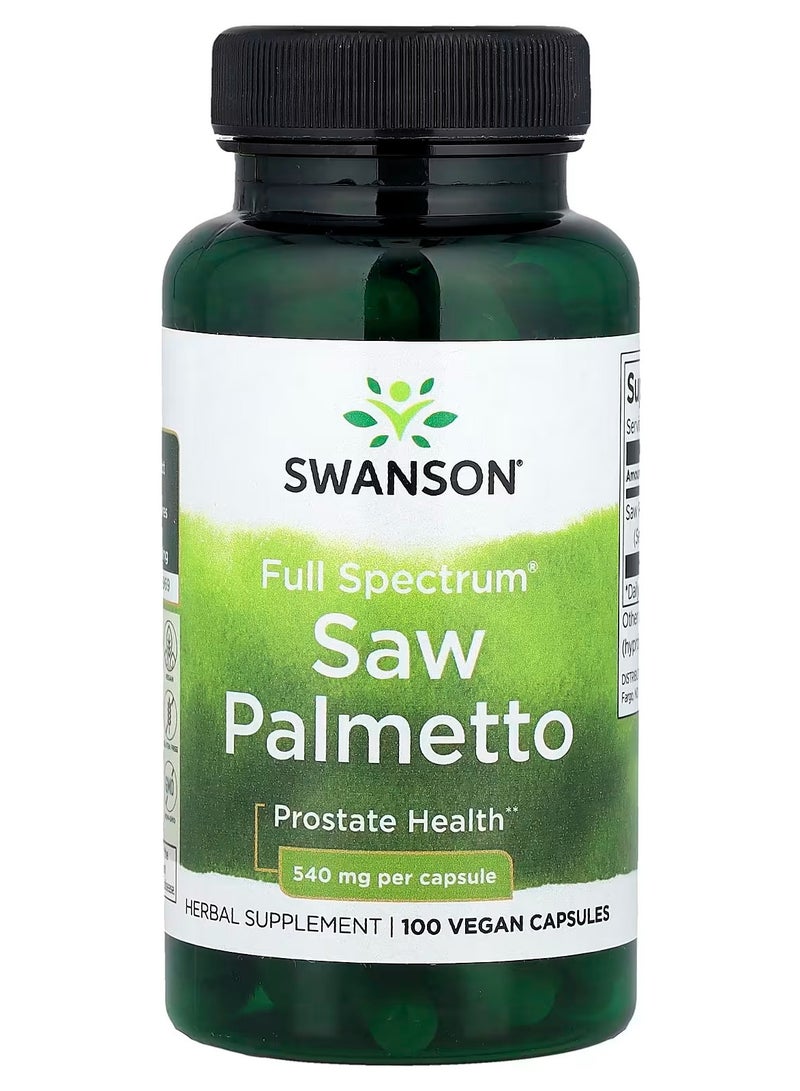 SWANSON Full Spectrum Saw Palmetto 540 mg 100 Vegan Capsules - Image 1