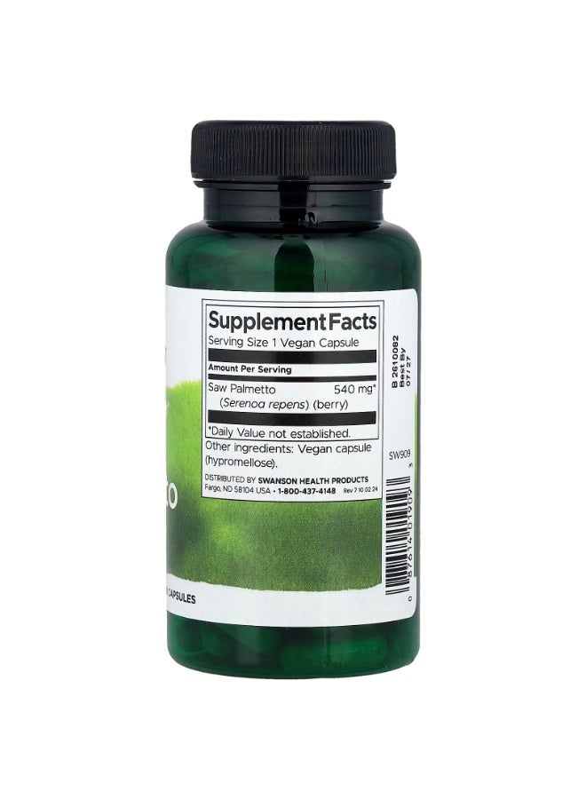 SWANSON Full Spectrum Saw Palmetto 540 mg 100 Vegan Capsules - Image 3