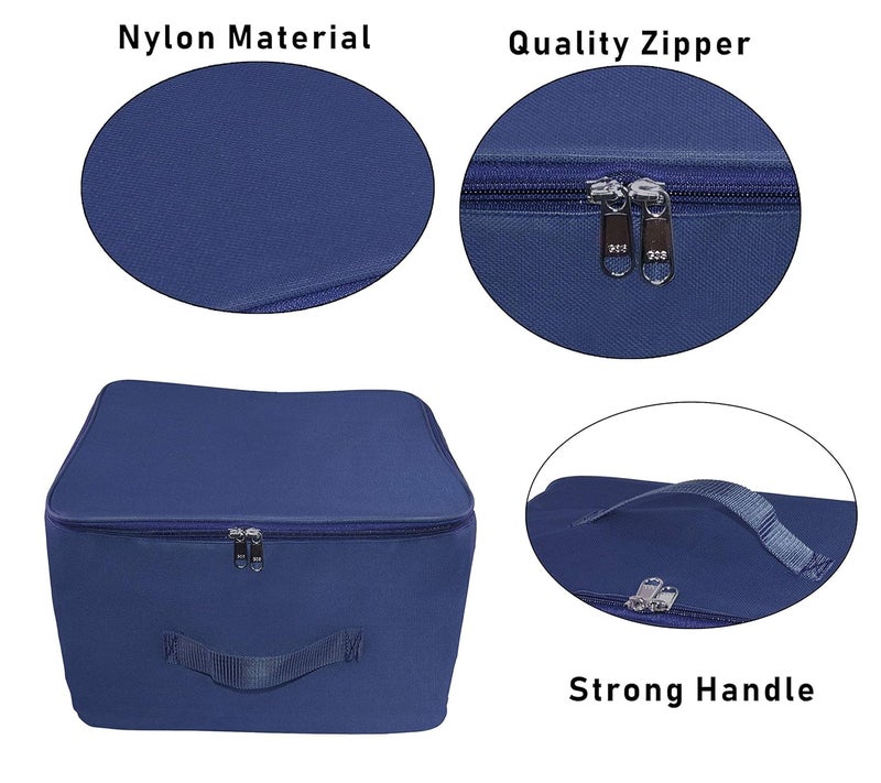 Storite 2 Pack Nylon Wardrobe Bag Underbed Moisture Proof Cloth Storage Organizer Storage box for Clothes Saree Bags with Zippered Closure Handle Blue38x355x254cm - Image 3