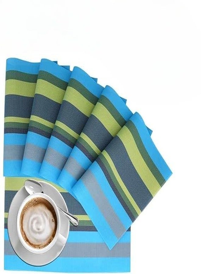 NAIDEV Heat-Resistant and Waterproof Polyester PVC Placemats - Non-Slip, Washable, Modern Decorative Rectangle Set for Kitchen and Dining Table (Multi, Set of 4) - Image 3