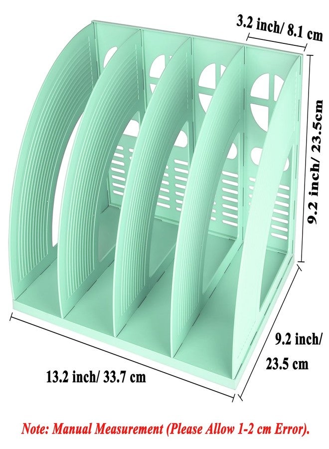 SAYEEC Sturdy Magazine Holder 4 Compartments Plastic Desktop File Organizer File Dividers Office Organizer Storage Document Magaizne Rack Display Box (Green) - Image 2