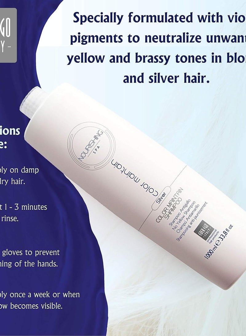 Ever Ego Italy Color Maintain Silver Shampoo For Bleached, Blonde and Grey Hair | Revitalizing And Moisturizing Hair Care Product For Men And Women | 1L Bottle - Image 3
