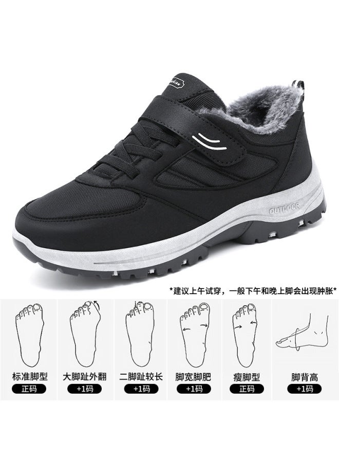 Cotton Shoes Winter New Large Size Plus Velvet Thickened Cotton Boots Outdoor  Warm Walking Shoes Couples And The Elderly Shoes