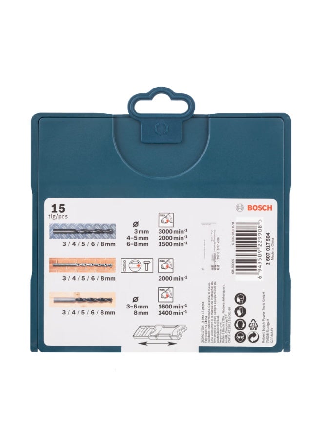 Bosch 15-piece Drill Bit Set, Mixed , Round Shank Drill Bits Mixed Set - Image 2