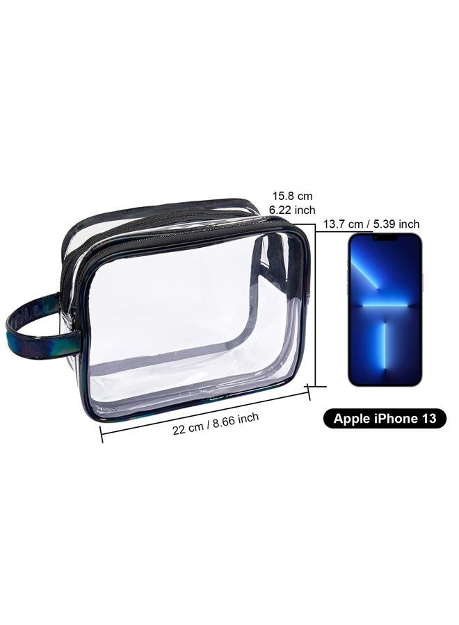 Lermende Clear Toiletry Makeup Bag, 2 Layer Clear Makeup Pouch for Travel Portable Makeup Organizer Bag Water-Resistant PVC Large Cosmetic Toiletry Bag for Girl and Women - Image 2