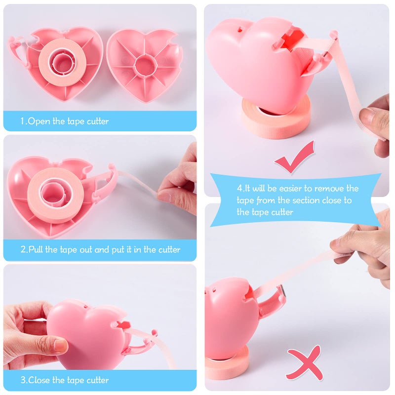 Maitys Eyelash Extension Tape Breathable Adhesive Lash Tape Non-Woven Fabric Lash Tape with Heart-Shaped Tape Dispenser Cutter, 0.5 Inch Wide, 10 Yards Long of Each (Pink, Purple, Green) - Image 3