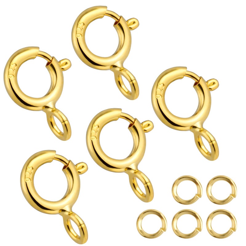 SAKDWUR 18K Gold Necklace Clasps - 5mm Spring Clasps for Jewelry Making, 4mm Jump Rings, Jewelry Clasps and Closures, Suitable for Jewelry Making Necklaces Bracelet - Image 3