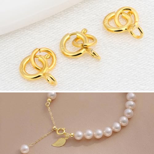 SAKDWUR 18K Gold Necklace Clasps - 5mm Spring Clasps for Jewelry Making, 4mm Jump Rings, Jewelry Clasps and Closures, Suitable for Jewelry Making Necklaces Bracelet - Image 2