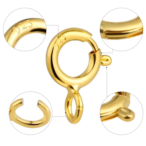 SAKDWUR 18K Gold Necklace Clasps - 5mm Spring Clasps for Jewelry Making, 4mm Jump Rings, Jewelry Clasps and Closures, Suitable for Jewelry Making Necklaces Bracelet - Image 5