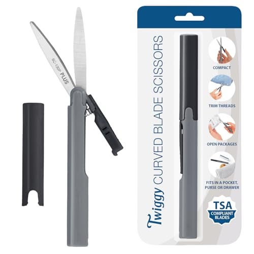 Plus Pen Style Non-Stick Compact TSA Twiggy Scissors with Cover, Charcoal - Image 1