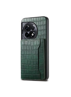 For OnePlus Ace 2 Crocodile Texture Card Bag Design Full Coverage Phone Case(Green)