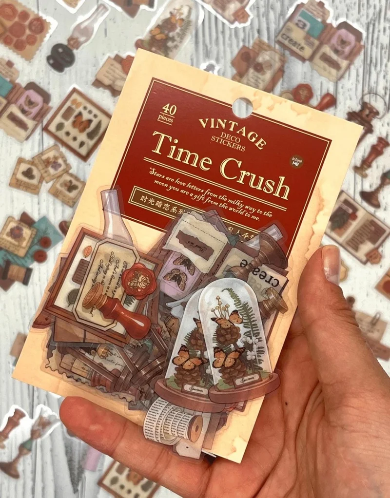 كاغيت جيمي دوكان Vintage Time Crush Series Nostalgic Items 40 Pieces Transparent Pet Sticker / Waterproof / Bullet Journal