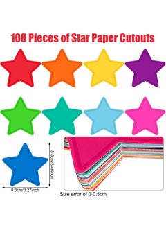 Geyee Geyee 108 Pcs Star Cutouts Bulletin Board Stars Classroom Cutouts Decorations 3.5 Inch Colorful Paper Star Shaped Die Cut for Teachers Kids DIY Craft School Chalkboard Wall Decor  - Image 2