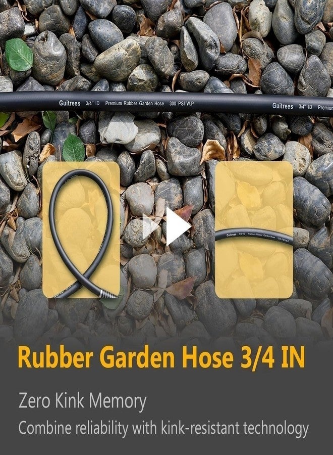 Guitrees 25FT 3/4 Heavy-Duty Rubber Garden Hose - 200psi Working, 1000psi Burst - Hot/Cold Water - Five-Layered Braiding for Durability - Versatile for Gardening, Agriculture, Construction(Black) - Image 4