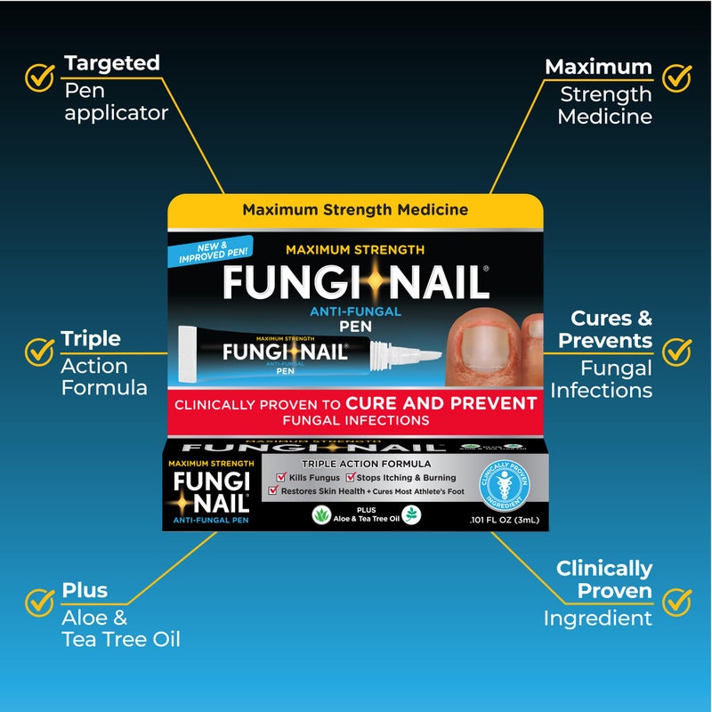 Fungi-Nail Pen Applicator Anti-Fungal Solution, Kills Fungus That Can Lead to Nail & Athleteâ€™s Foot with Tolnaftate & Clinically Proven to Cure and Prevent Fungal Infections, 0.101 Fl Oz (Pack of 1) - Image 2