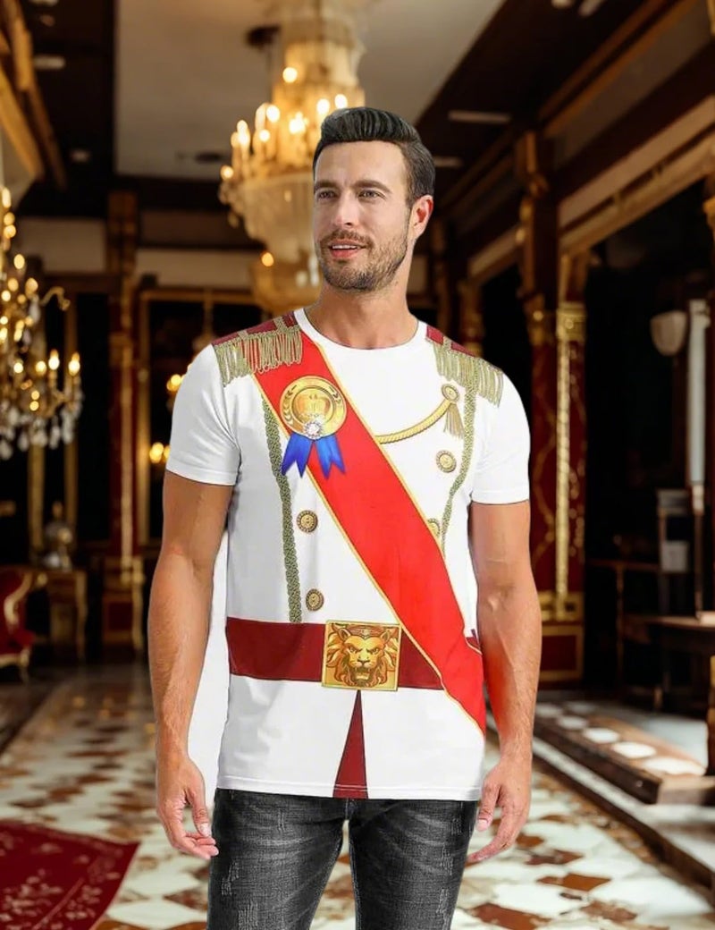 Funny World Men's Prince Costume Royal Charming Halloween T-Shirts, Medium, White - Image 5